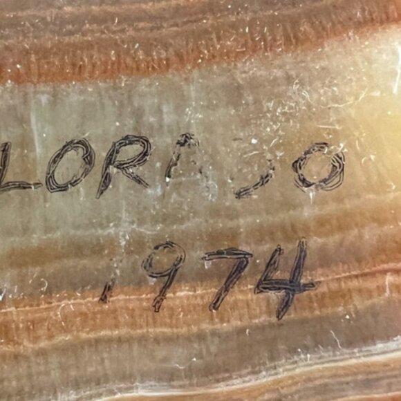 Vtg 1974 Hand-carved Natural Banded Jasper Mushroom Browns and Tans Freestanding - Picture 15 of 15